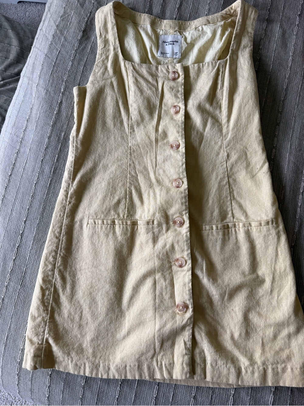 Abercrombie & Fitch Pale Yellow Button-Front A-Line Skirt